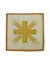 Ecru embroidered chalice pall - Cross and ears