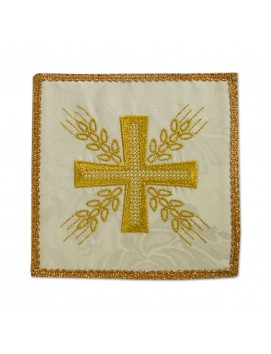 Ecru besticktes Kelchbahrtuch - Kreuz und Ohren