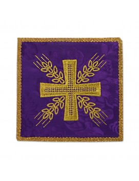 Palla di calice ricamata viola - Croce e spighe