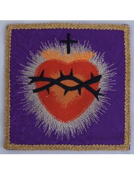 Chalice pall embroidered purple - Heart with crown of thorns