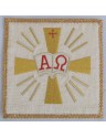 Ecru embroidered chalice pall - Alpha and Omega
