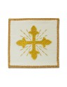 White embroidered chalice pall, velvet - gold cross
