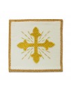 White embroidered chalice pall, velvet - gold cross