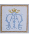 Ecru embroidered chalice pall - Marian