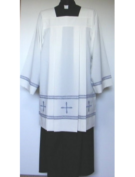 Surplice priest stretch - gray crosses + hemstitch