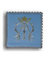 Blue embroidered chalice pall - Marian symbol