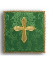 Green embroidered chalice pall - golden cross