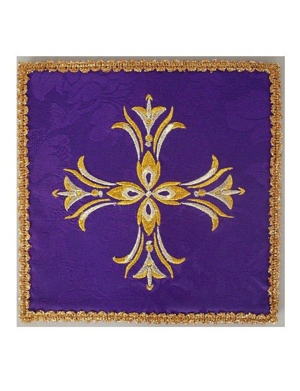 Chalice pall embroidered purple - decorative embroidery