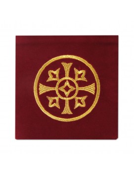 Chalice pall embroidered velvet, red - decorative embroidery