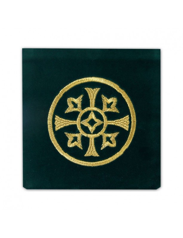 Chalice pall embroidered velvet, green - decorative embroidery