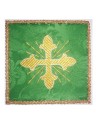 Grünes gesticktes Kelchtuch - goldenes Kreuz + Strahlen