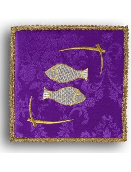 Chalice pall embroidered purple - Fish