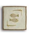 Embroidered ecru chalice pall - Fish