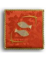 Embroidered red chalice pall - Fish