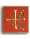 Embroidered red chalice pall - Cross + branch