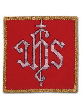 Cáliz rojo bordado - IHS blanco