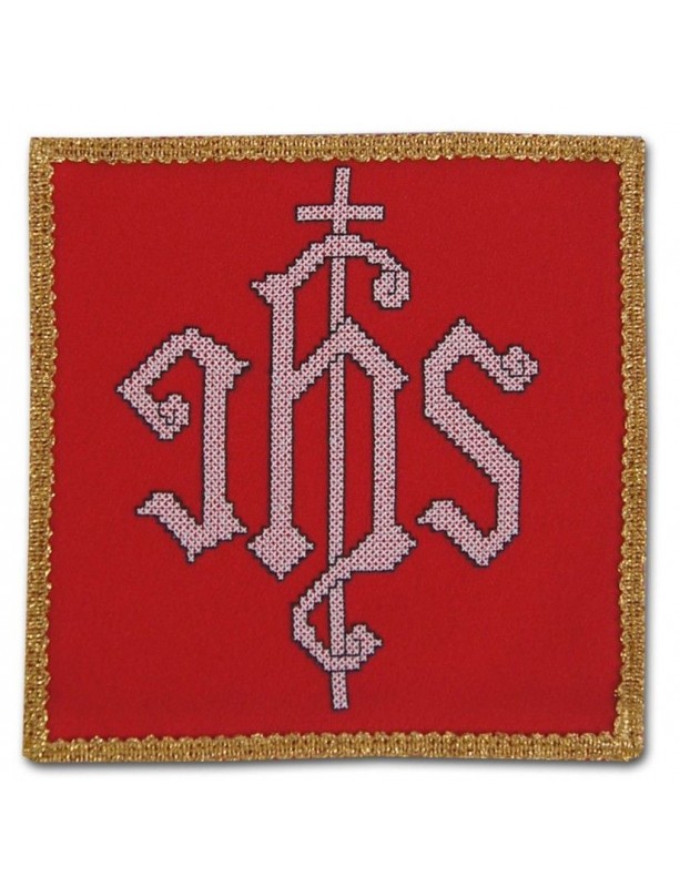 Calice brodé rouge - IHS blanc