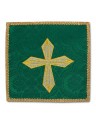 Green embroidered chalice pall - gold cross (1)