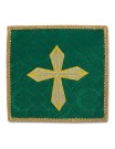 Green embroidered chalice pall - gold cross (1)