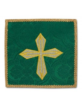 Pallium verde brodat pentru potir - cruce de aur (1)