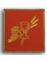 Embroidered red chalice pall - chalice + grapes