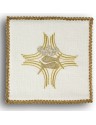 Chalice pall embroidered ecru - Fish + bread