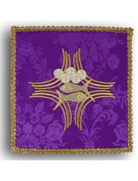 Chalice pall embroidered purple - Fish + bread