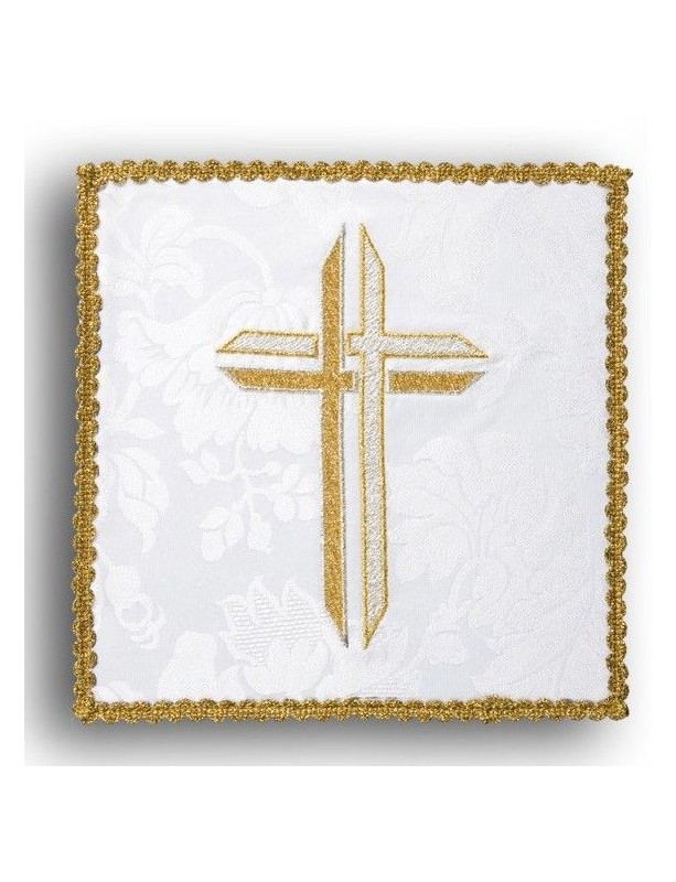 Ecru embroidered chalice pall - Cross (1)