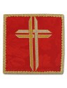Red embroidered chalice pall - Cross (1)