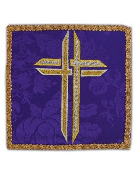 Chalice pall embroidered purple - Cross (1)