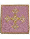 Pink embroidered chalice pall - Cross