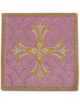 Pink embroidered chalice pall - Cross