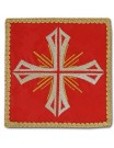 Red embroidered chalice pall - Cross + rays (2)