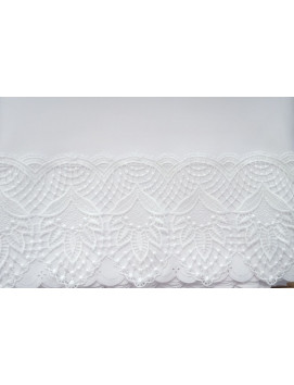 White Catholic Altar Cloth with Elegant Embroidered Lace Trim