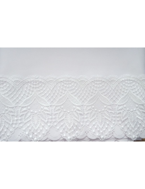 Tovaglia altare cattolica bianca con elegante bordo ricamato
