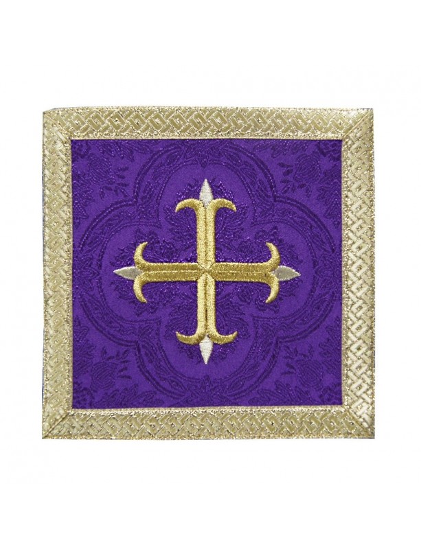 Chalice pall purple Cross + gold trim