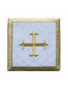 Chalice pall white Cross + gold trim