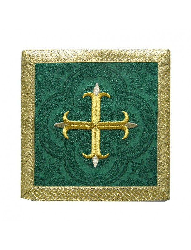 Chalice pall green Cross + gold trim