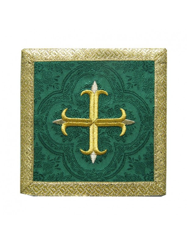 Pálio de cálice verde Cruz + acabamento dourado