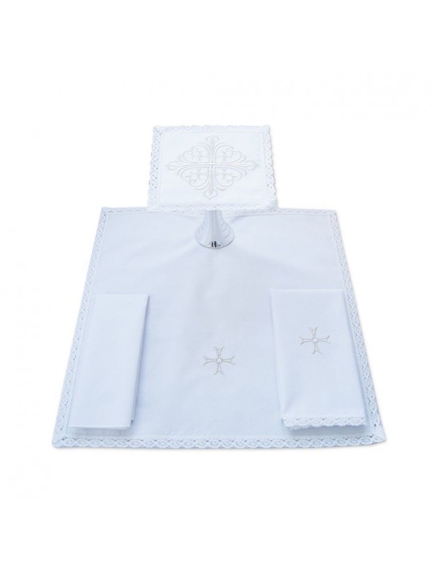 Set di lino per calice ricamato Croce (12)