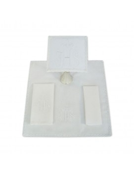 Set di lino per calice ricamato IHS bianco (15)