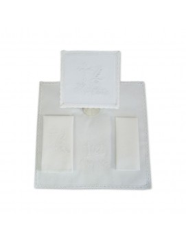 Chalice linen set embroidered white Cross, ears (19)