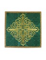 Cruz verde bordada cáliz pall - tejido jacquard