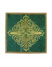 Green cross embroidered chalice pall - jacquard fabric