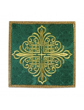 Calice brodé d'une croix verte - tissu jacquard