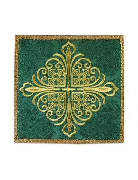 Green cross embroidered chalice pall - jacquard fabric