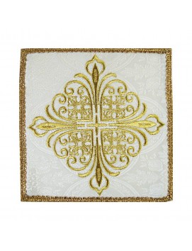 Calice brodé croix blanche - tissu jacquard