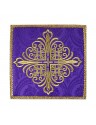 Chalice pall embroidered purple cross - jacquard fabric