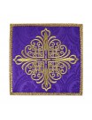 Chalice pall embroidered purple cross - jacquard fabric