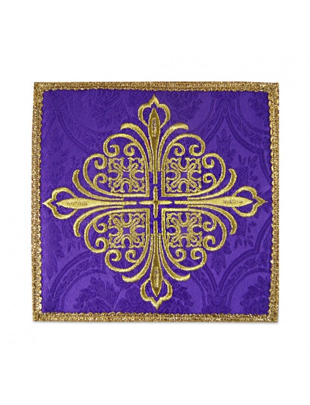 Abendmahlskelch besticktes lila Kreuz - Jacquardstoff